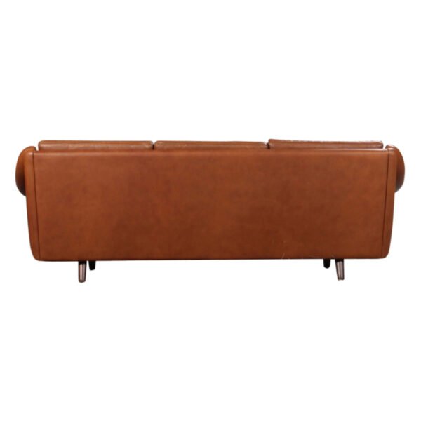 Vintage Leather Three-Seater Sofa by Aage Christiansen - back